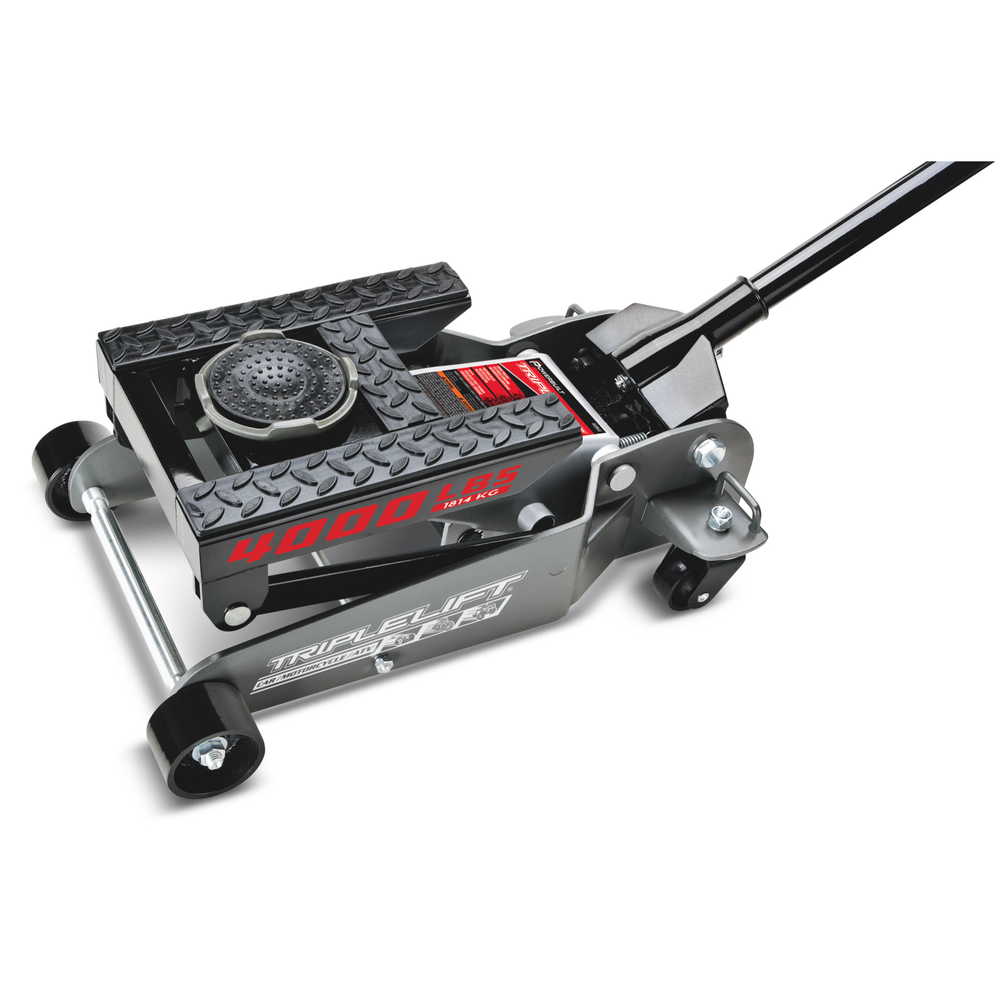 Powerbuilt, 2 Ton Triple Lift Floor Jack, Lift Capacity 2 Tons, Max. Lift Height 17.5 in, Model# 620422